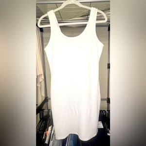 TIMING Size L Ribbed Fitted Mini Dress in White